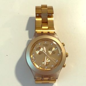 Gold Large Faced Swatch Watch